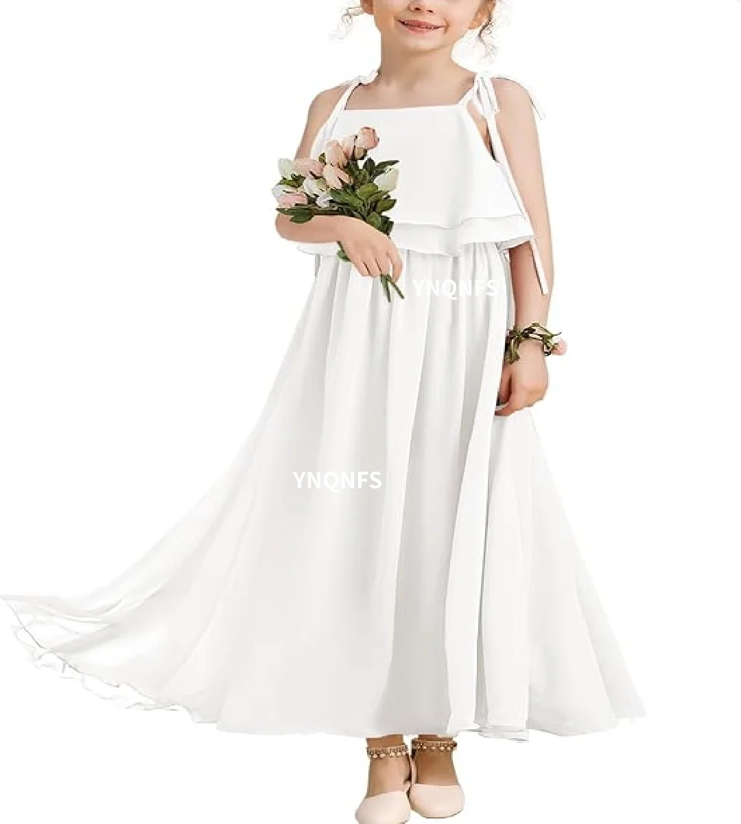 

YNQNFS Flower Girl Dress Girls for Wedding Birthday Party Pageant Sleeveless Chiffon Kids Tulle Daily Girls Dresses