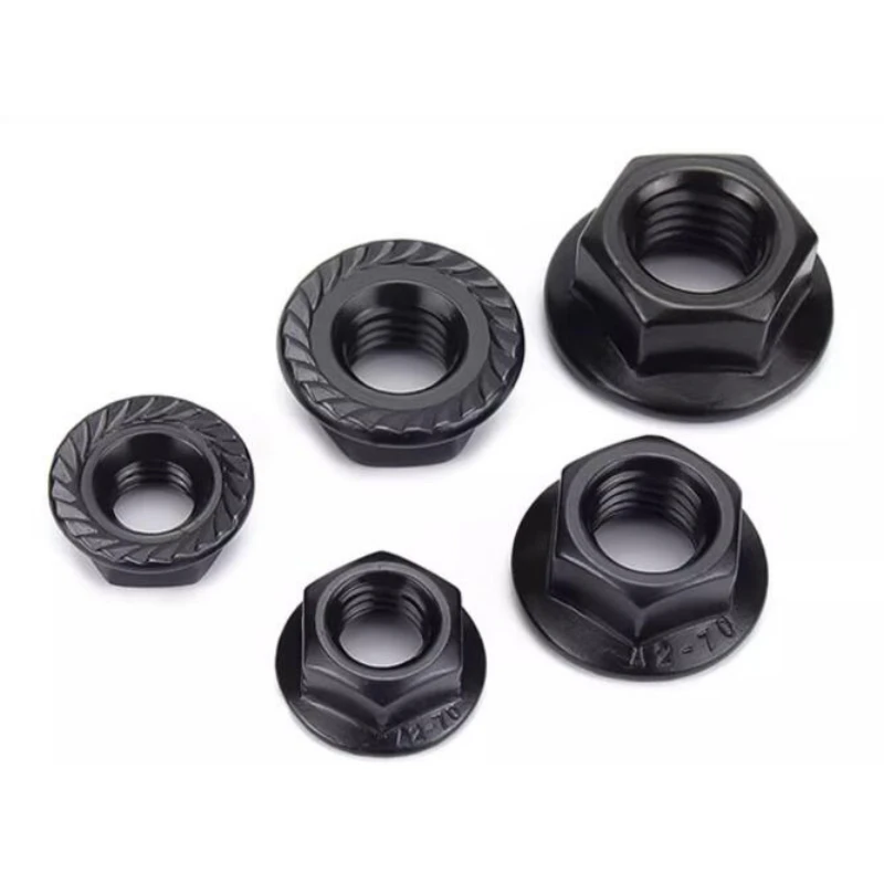 M3 M4 M5 M6 M8 M10 M12 M14 M16 Black A2-70 304 Stainless Steel Hexagonal Hex Head Serrated Spinlock Flange Nut Locknut DIN6923