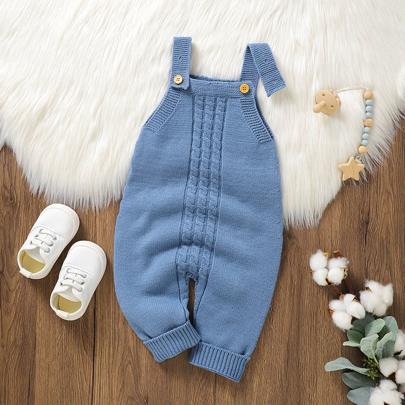 

Baby Romper Solid Knitted Infant Girls Newborn Boys Jumpsuit Sleeveless Summer Toddler Kid Sling Clothes 0-18M Overalls Playsuit