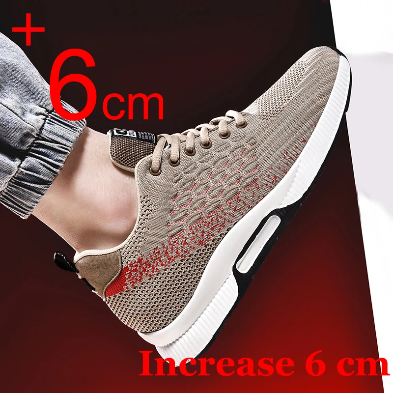 

Men Heightening Shoes Elevator Shoes Hidden Heels Mesh Breathable Men Casual Sneakers Shoes 6CM Height Increasing Shoes Man