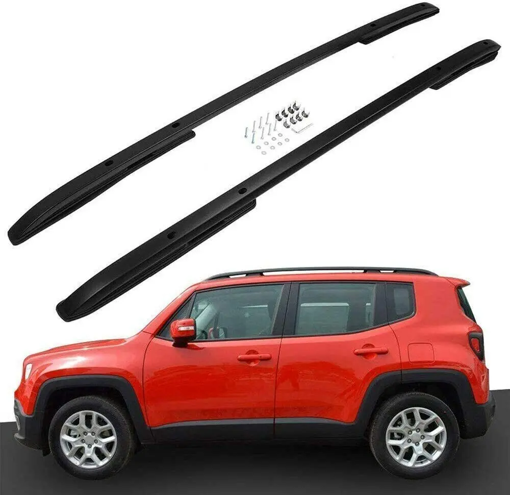 2Pc Aluminum Roof Rail Rack Side Rail Bar Holder Fit for Jeep Renegade 2015-2020