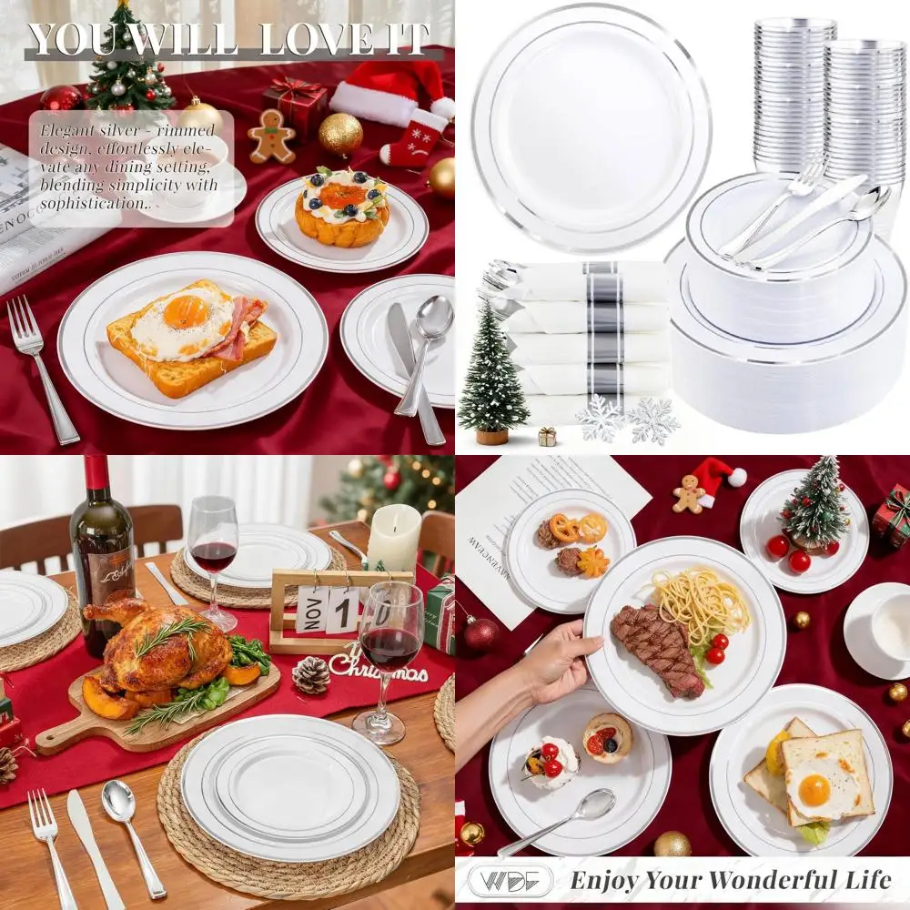 Silver Plastic Dinn…