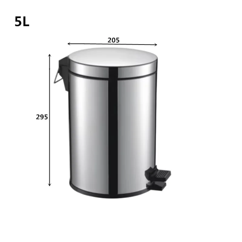 Factory direct sales 304 #8K high-end modern simple bathroom hotel stainless steel mirror brushed trash can 3L5L8L12L