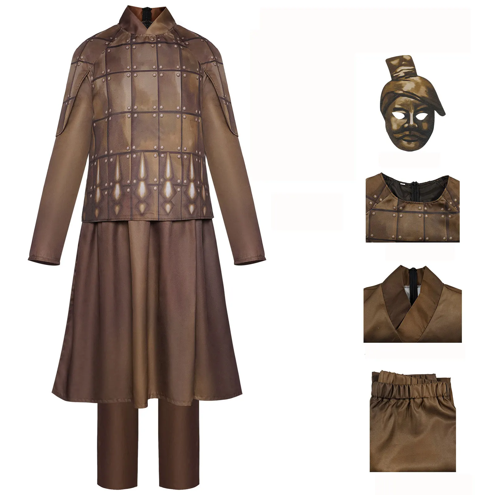 

Kids Terra Cotta Warriors Cos Clothes Vest Pants Halloween Terra Cotta Warriors Cosplay Stage Performance Costumes