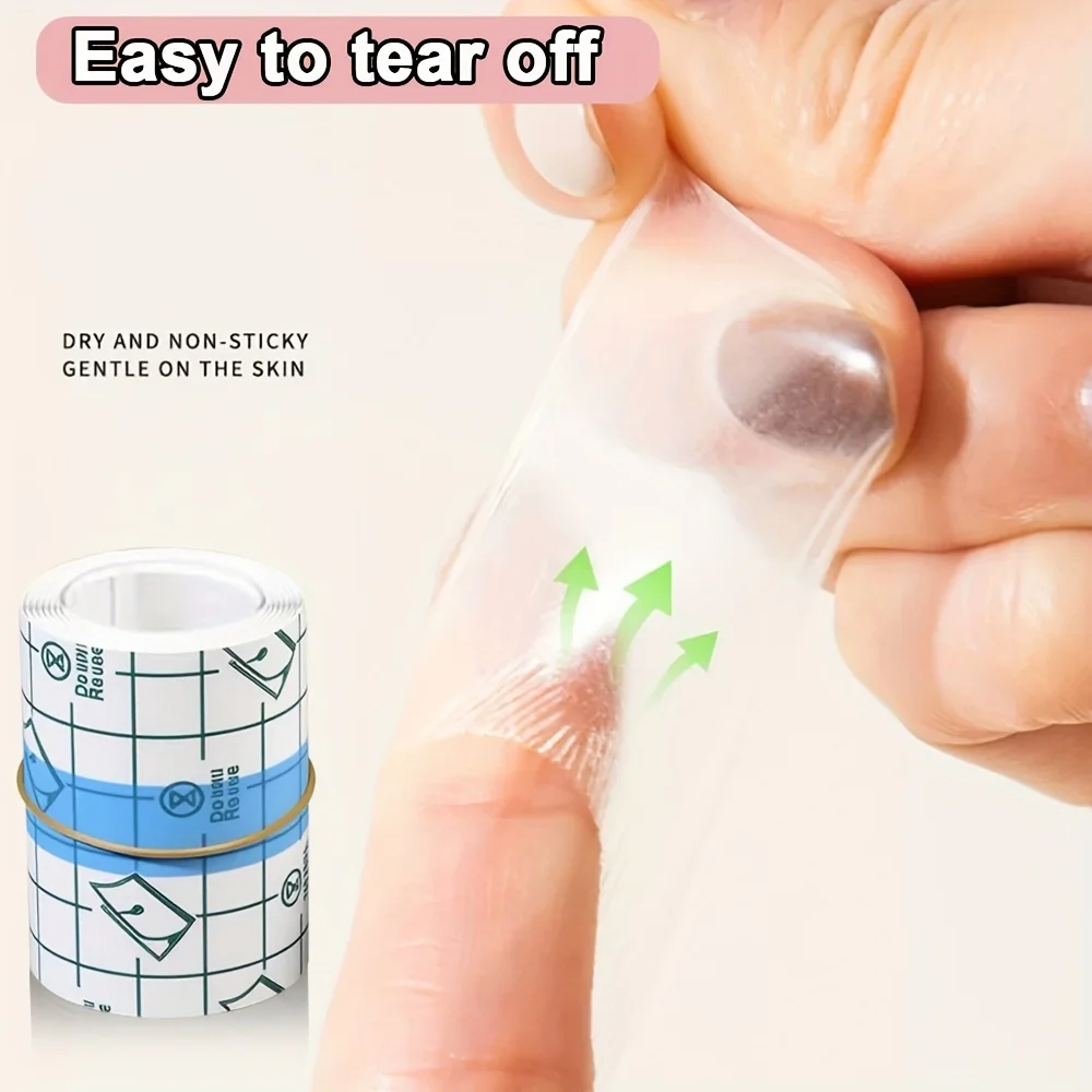 2 Rolls of Transparent Finger Wrap Tape, PU Waterproof Adhesive Tape, Used for Bathing Waterproof Stickers on Damaged Areas