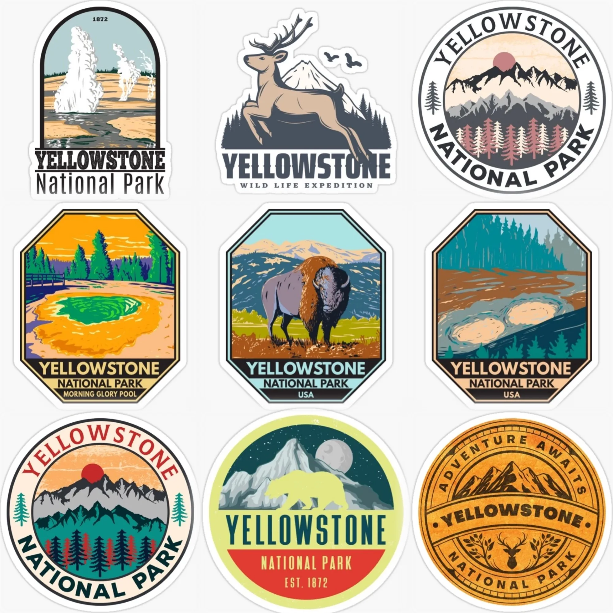 

Yellowstone National Park Scenery Mountain PVC Waterproof Sticker for Decorate Car Bicycle Helmet Fridge Wall Decal Accessories