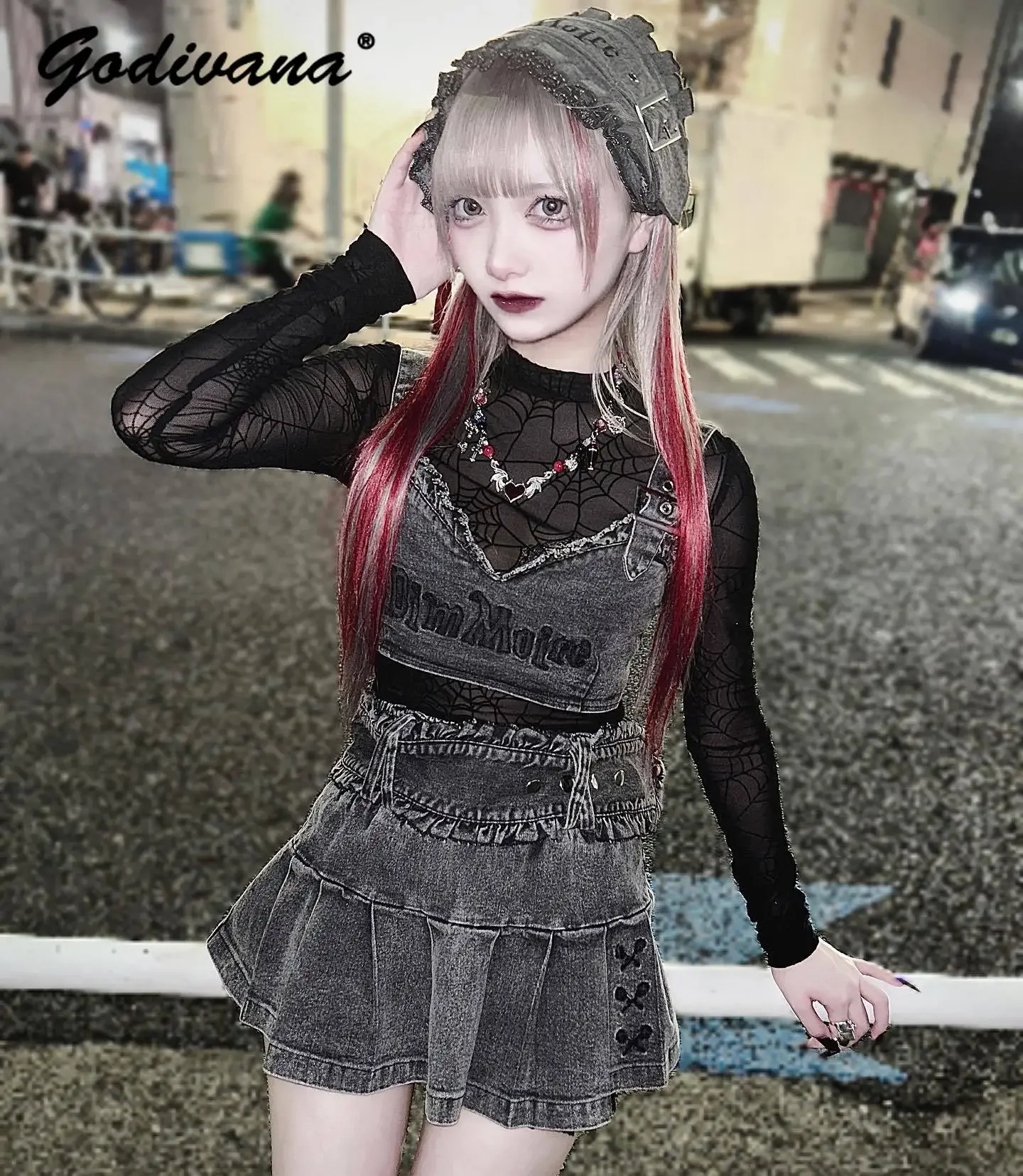 Harajuku Japanese Mine Series Lolita Denim Suspender Bra Skirt Set Y2K Girls Subculture Denim Vest and Skirt Outfits