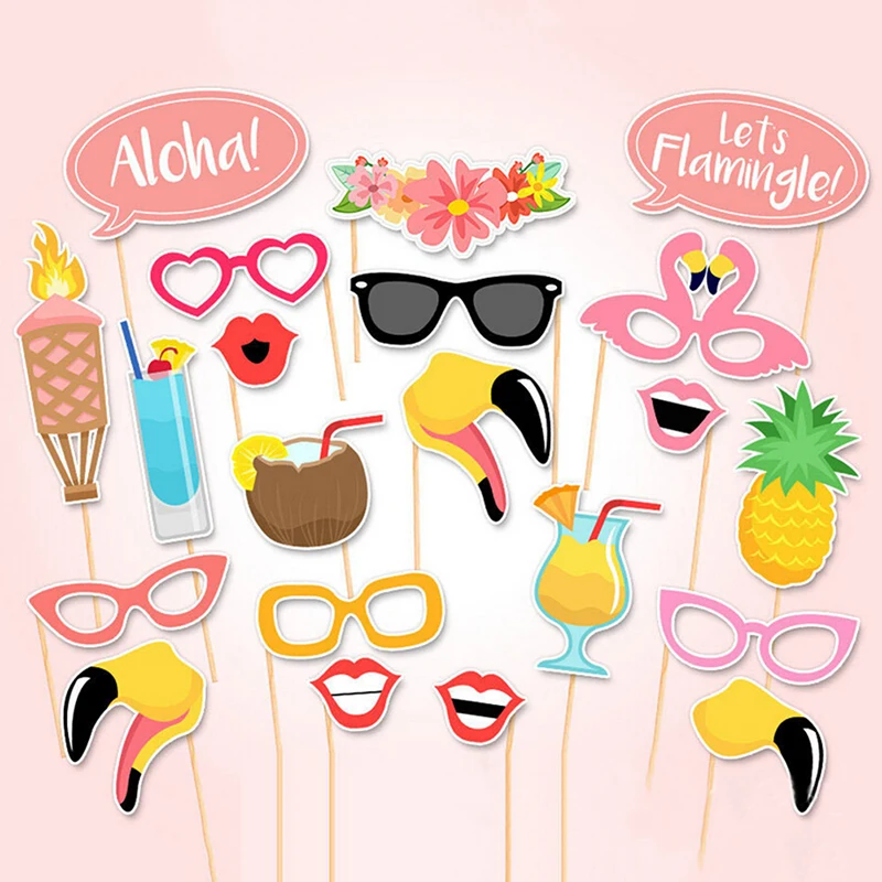 21 stücke flamingo foto kabine requisiten tropisches hawaiian isches sommer hennen party zubehör