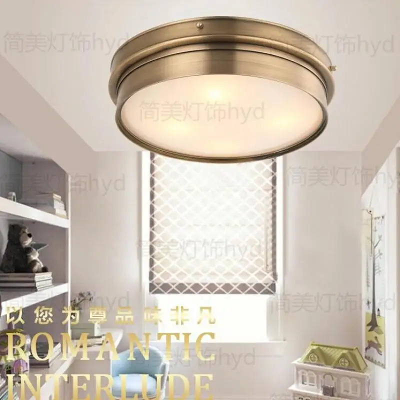 Luces de techo led de cobre antiguo para comedor cocina deco lámpara de techo redonda Luminaria dormitorio bar E14 iluminación Led surfac