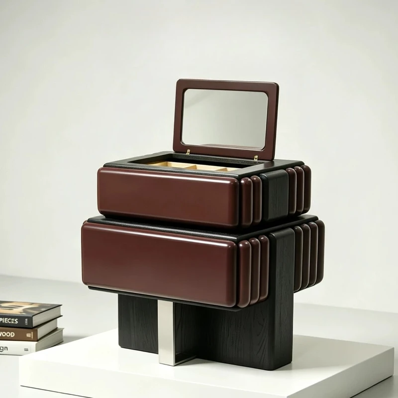 Retro style building block corner bedside table rotatable bedside cabinet