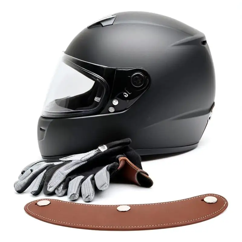 Flip Up Windshield Rain Sun Protection Retro 3 Pin Helmet Visor Brim Leather Removable For Scooter Bike Motorcycle Helmet Brim