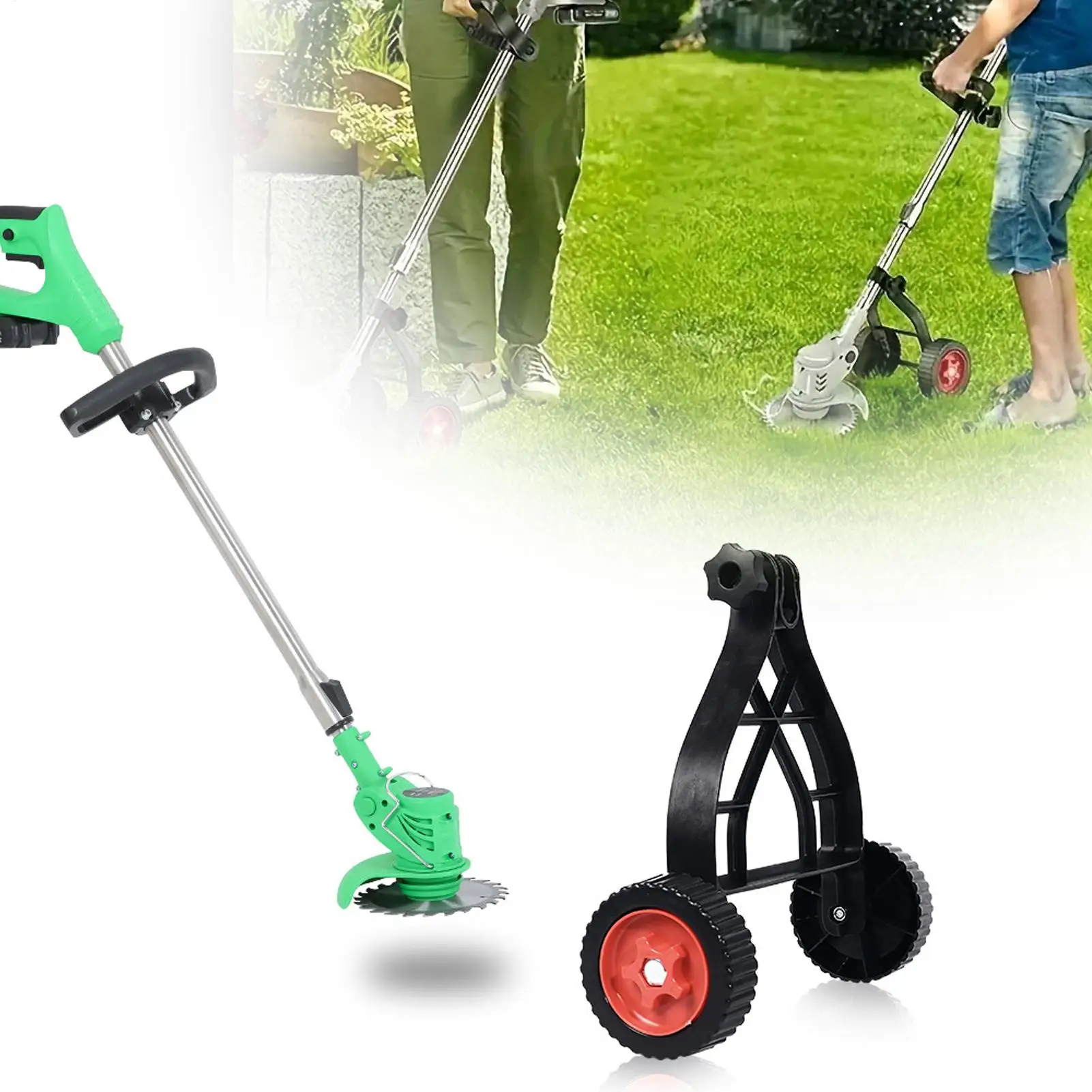 Adjustable String Trimmer Support Wheels Push Lawn Mower Stand Auxiliary Wheels Universal Lawn Mower Stand For Brush Cutter Part