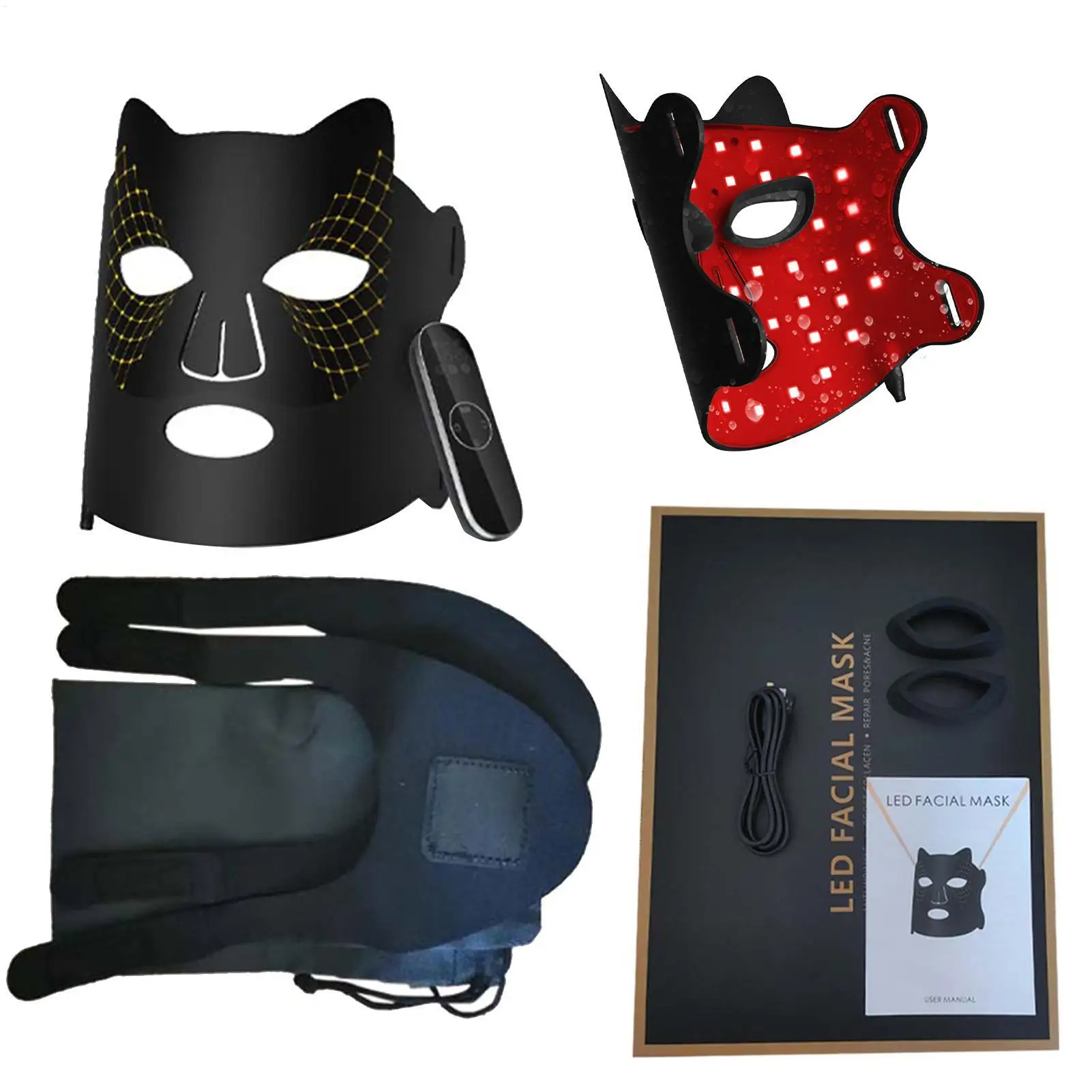 4 colori Photon Silicone Viso Maschera LED Anti-età Ringiovanimento Illumina la pelle Masque Photon Ringiovanimento Barra luminosa Spettrometro