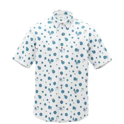 Chemise Pokémon à manches courtes pour hommes, chemise boutonnée, hawaïenne, décontractée, vacances, imprimé en 3D, mode de plage, revers coloré, bleu, été