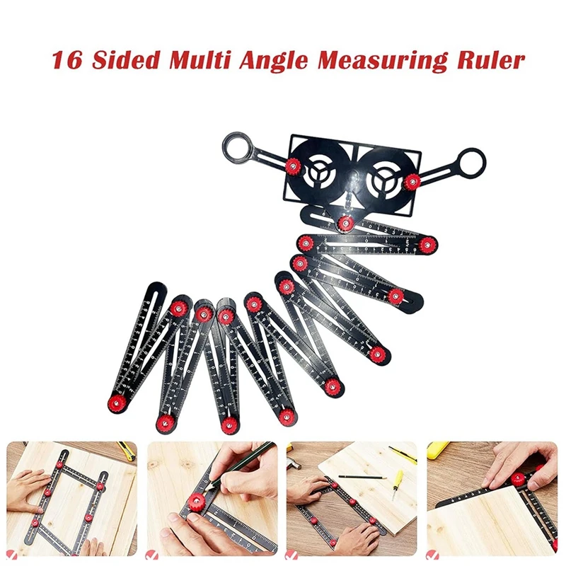 16 Fold Multi Angle Measuring Ruler With Opening Locator, 16 Sided Angle Finder Measurement,Ceramic Tile Opening Locator
