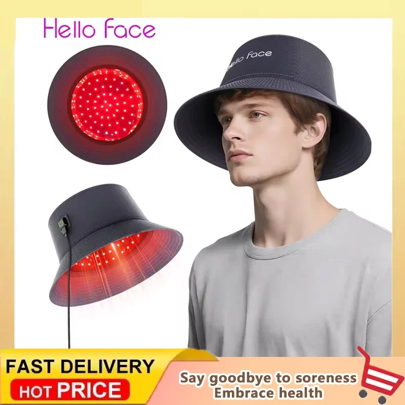 

2025 Новый дизайн шляпы-ведро, светодиодный светильник, шапочка для роста волос, 336 шт., красный и инфракрасный свет, 660 нм, 850 нм, для лечения выпадения волос