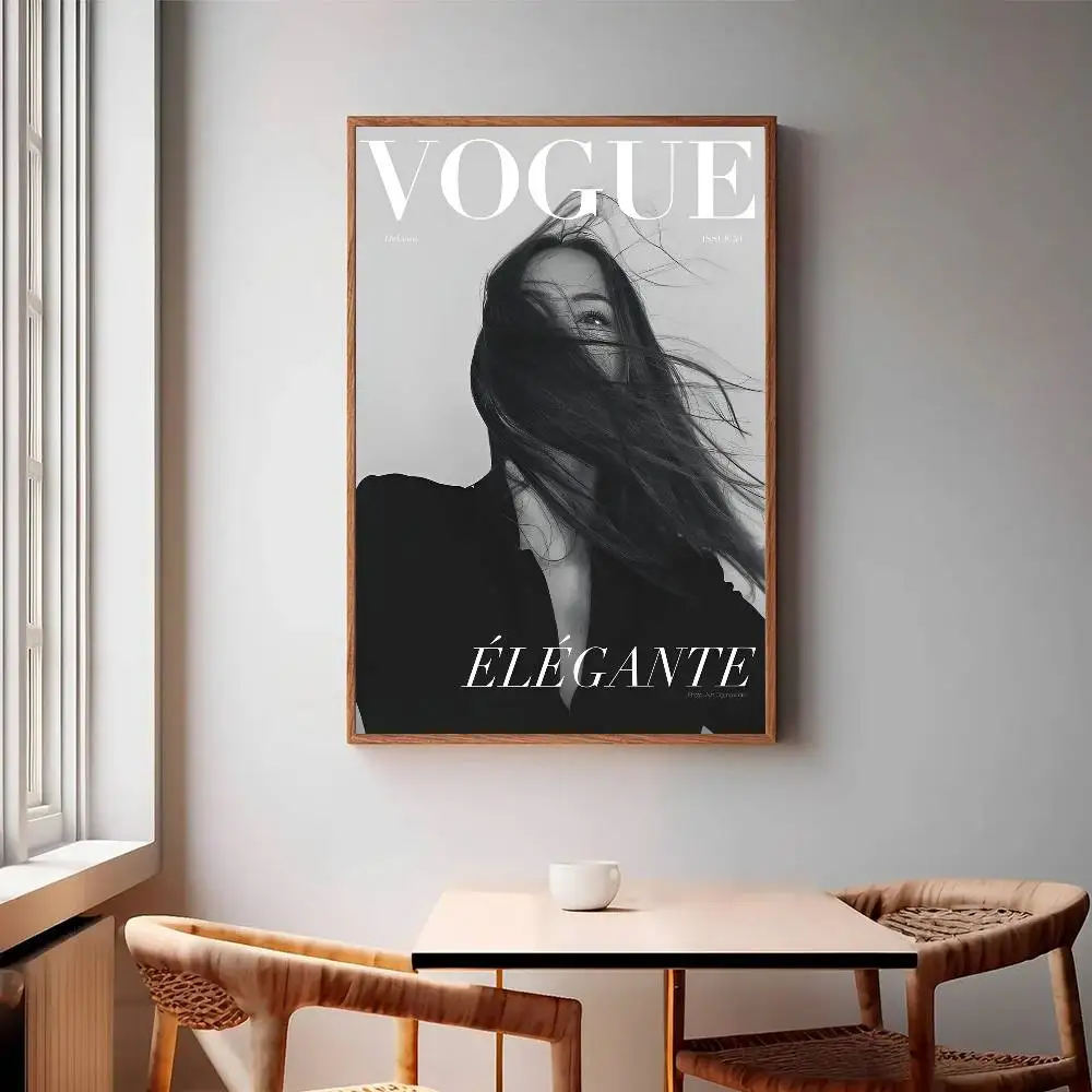Vogue élégante Modefotografie in Schwarz-Weiß, Poster, Wandbild für Wohnzimmer, Schlafzimmer, Wanddekoration, Geschenk für Freunde