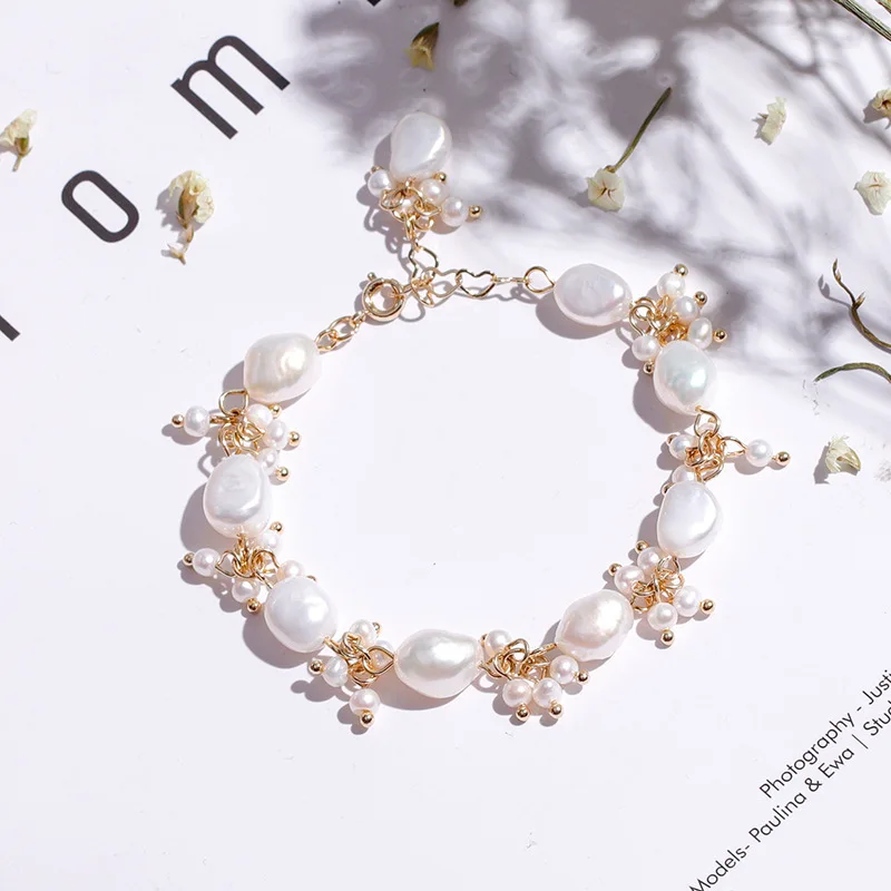 Best Sell 100% Natural Baroque Freshwater Pearl 14K Gold Filled Female Charm Bracelet Hand Jewellery Accessories