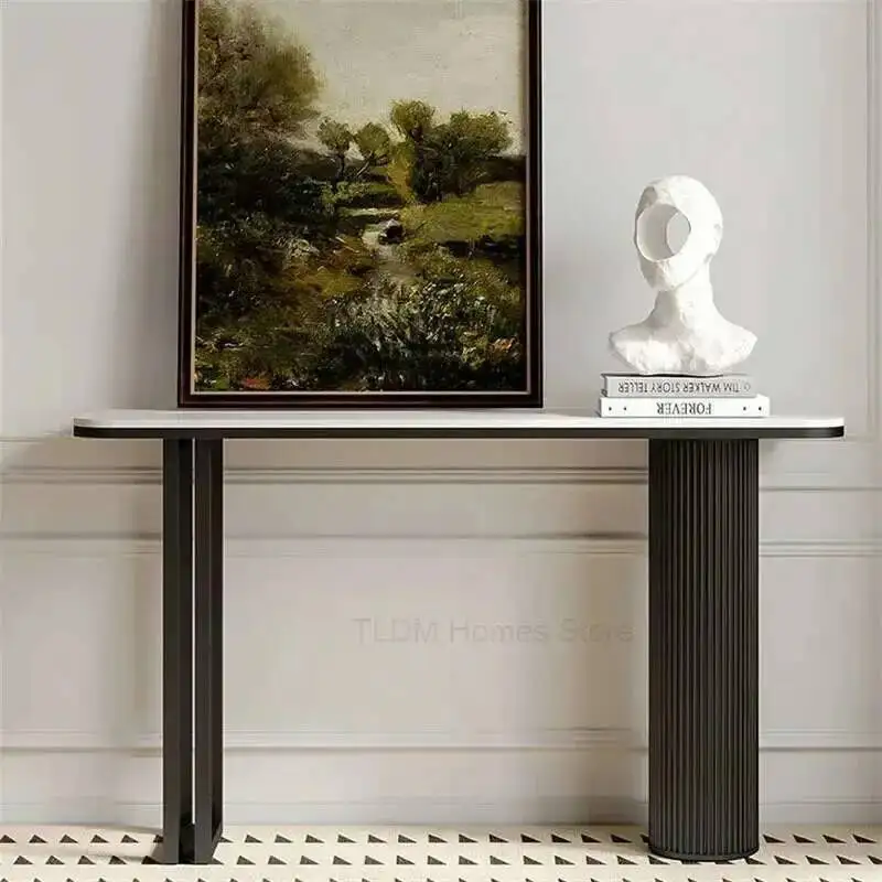 Console Luxury Slate Italian Table Light Modern Simple Corridor Entrance Cabinet Against The Wall Home Entryway End View Table Z