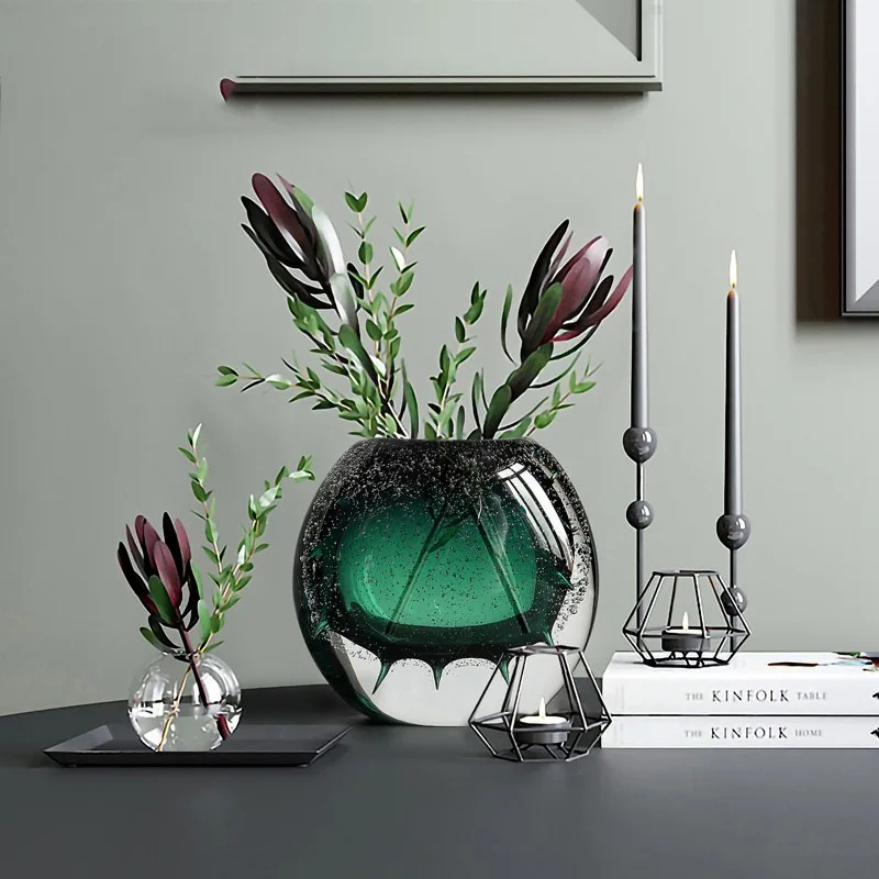 مزهرية زجاجية فقاعية كريستالية تشيكية فاخرة وخفيفة الوزن لتزيين طاولة الطعام المائية الشفافة المبتكرة #4