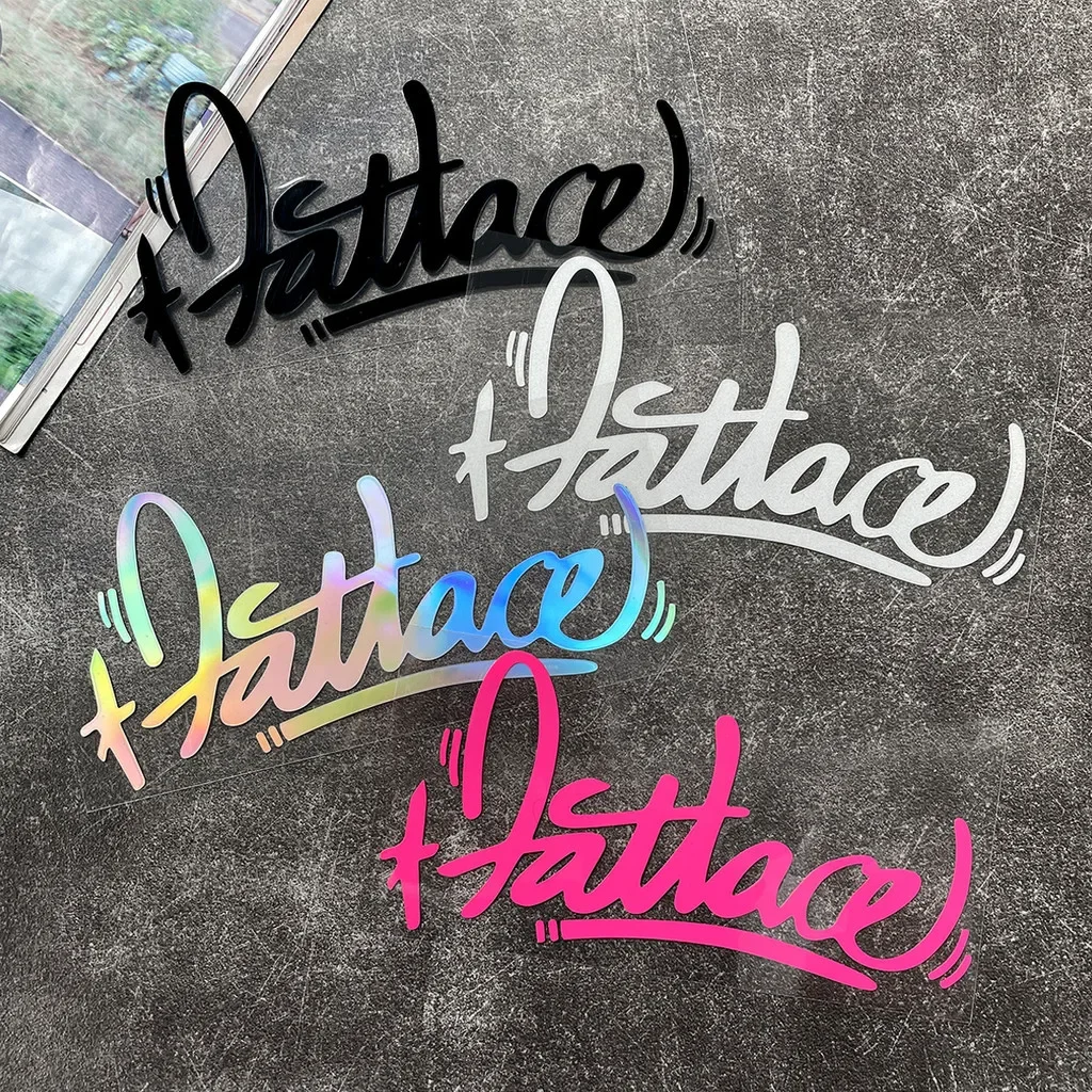 1PC Fattace Art Font Text Stickers Multiple Styles Black White Holographic Pink Waterproof Vinyl Decals for Car Item Decoration