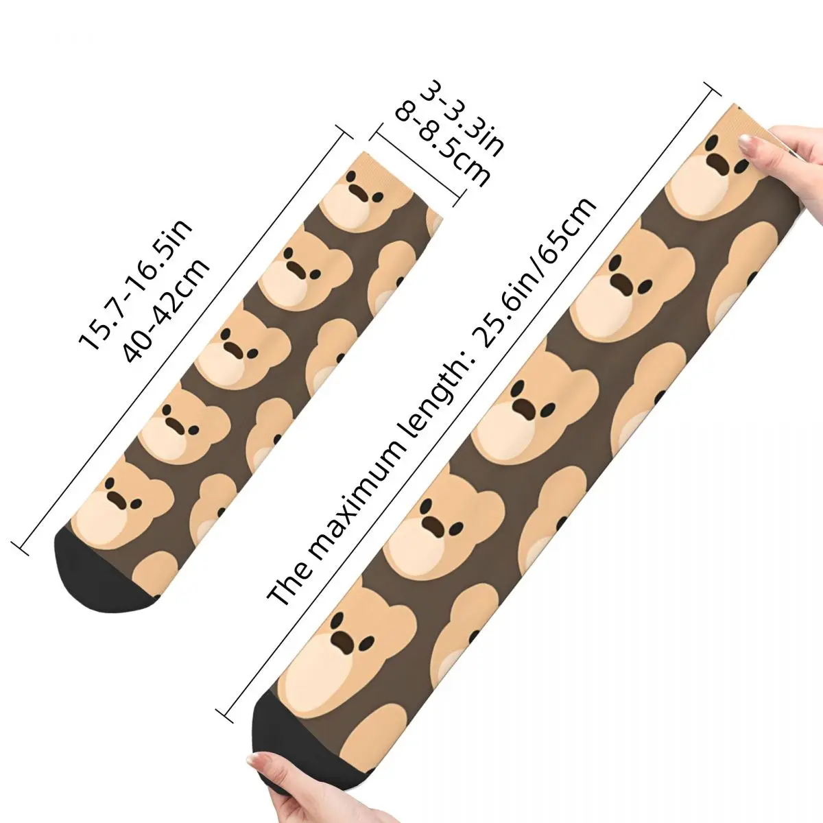 Funny Men's Socks Face Retro Teddy Bear Street Style Casual Crew Sock Gift Pattern Printed