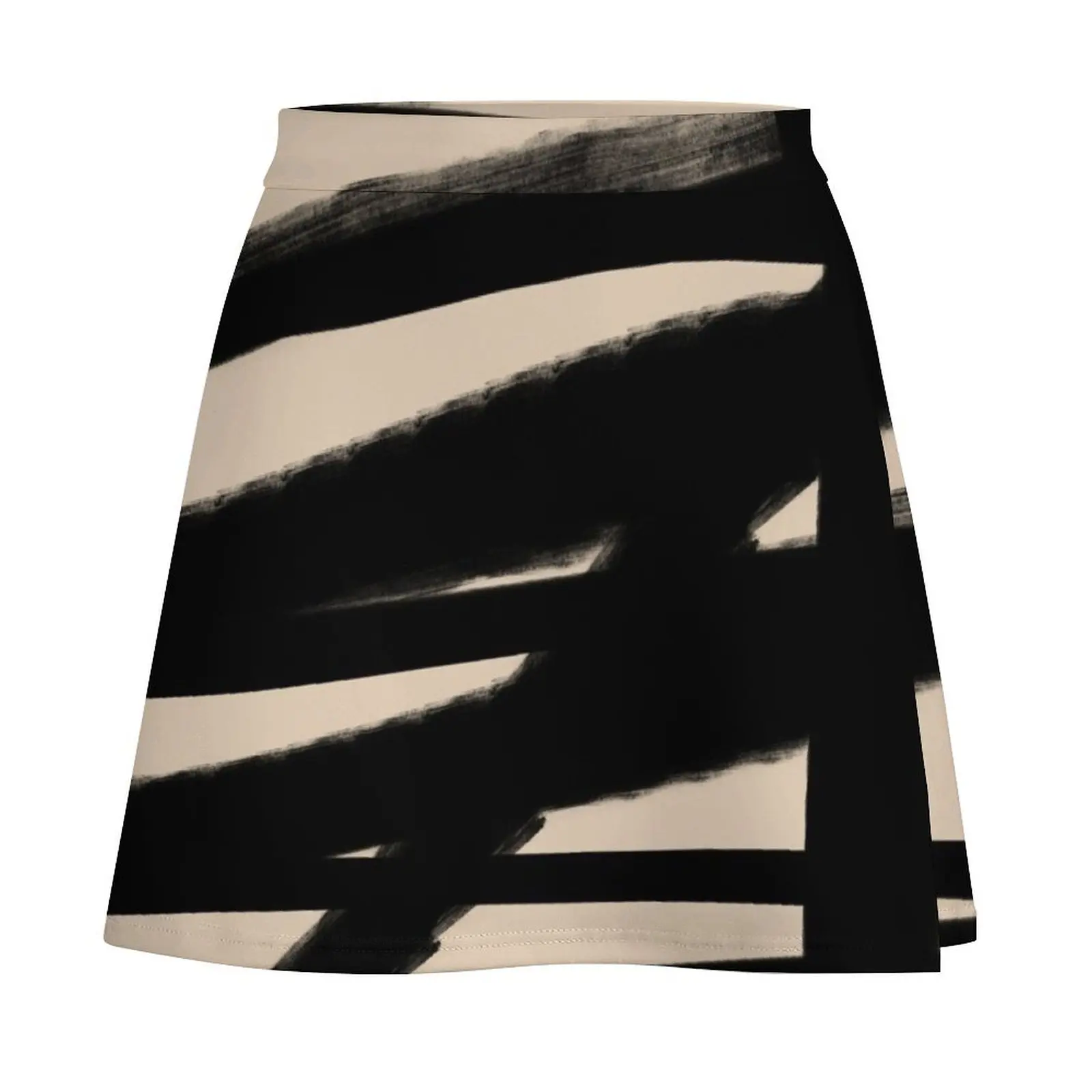BLACK AND BEIGE Lines Graphic P. Soulages Spirit Mini Skirt skirts Women clothing Mini Skirt