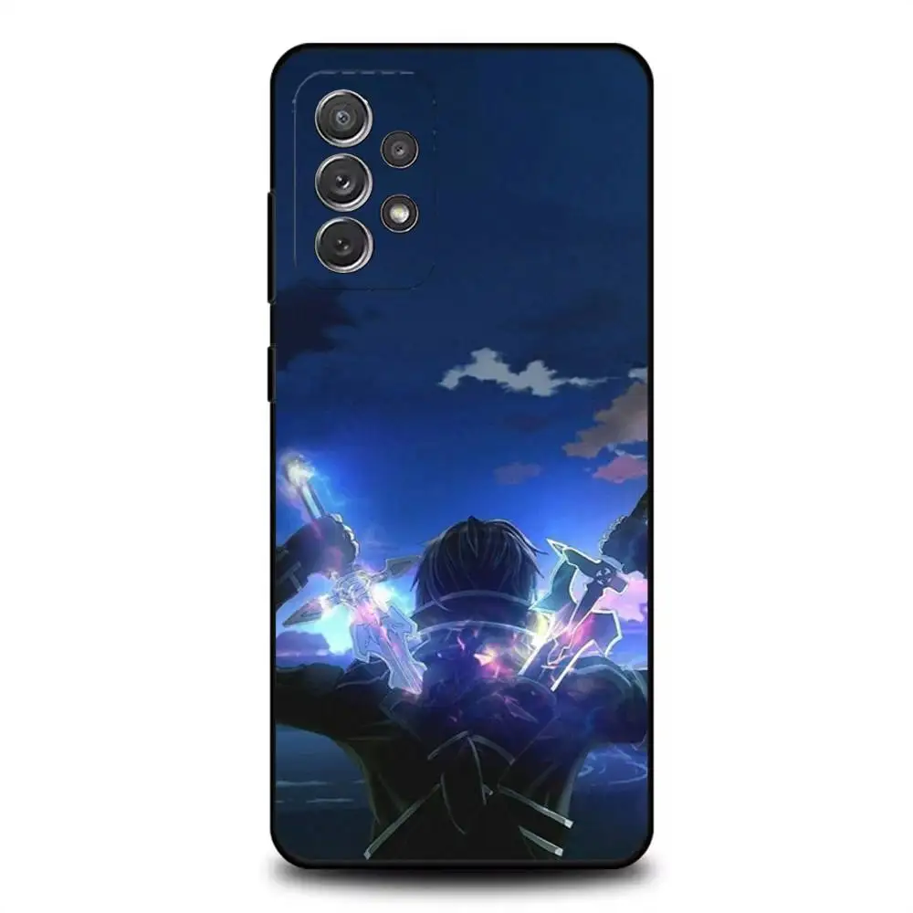 حافظة هاتف Sword Art Online SAO Kirigaya لهاتف سامسونج S 25,24,23,22,30,21,10,9,Ultra,Plus,Lite,FE,4,5G حافظة ناعمة سوداء