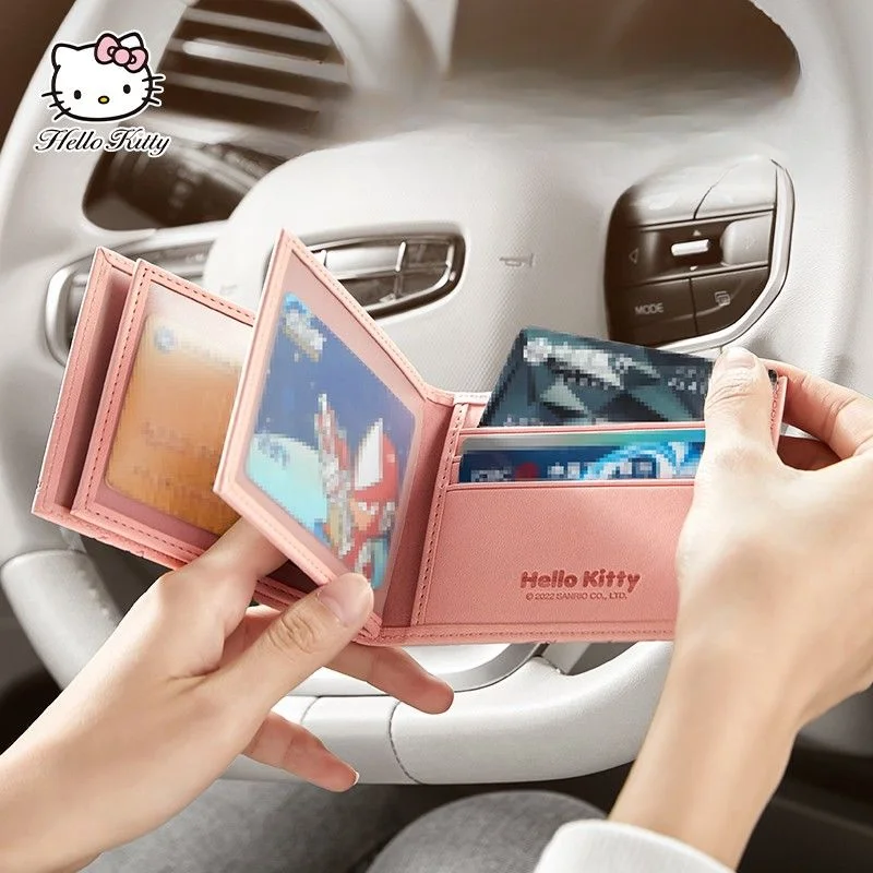 Hellokitty Anime Card Case Motor Vehicle Driving ID Clip New Driver's License Leather Case Cute Girl Gifts