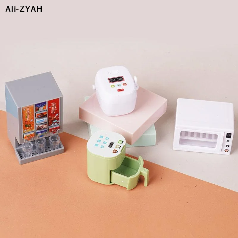 1/12 Dollhouse Simulation Miniature Kitchen Appliances Model Dollhouse Air Fryer Beverage Machine Oven Rice Cooker Ornaments
