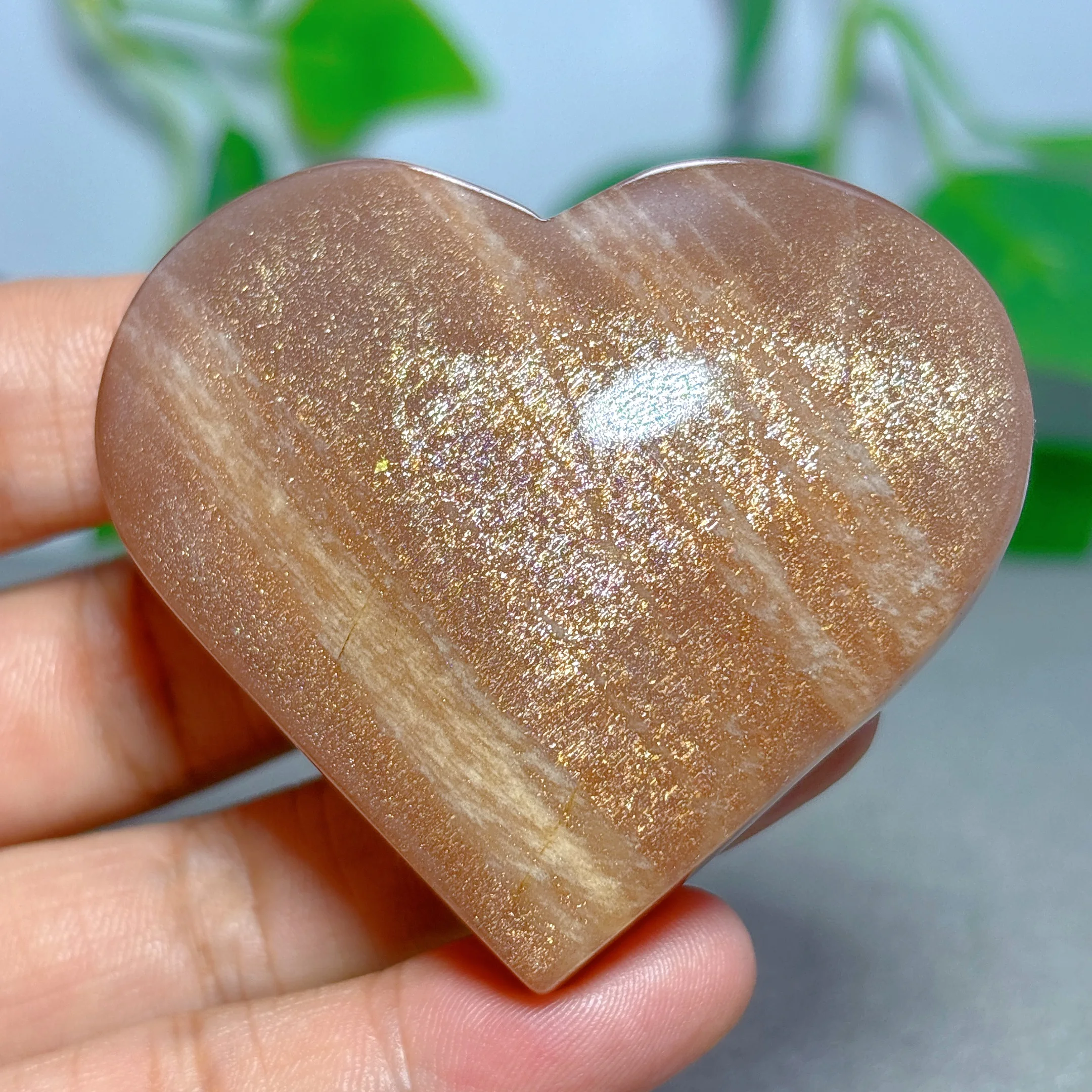 Orange Moon With Gold Sun Heart Crystal Natural Stone Quartz Minerals Home Decoration Reiki Gifts Energy Healing Luck Love