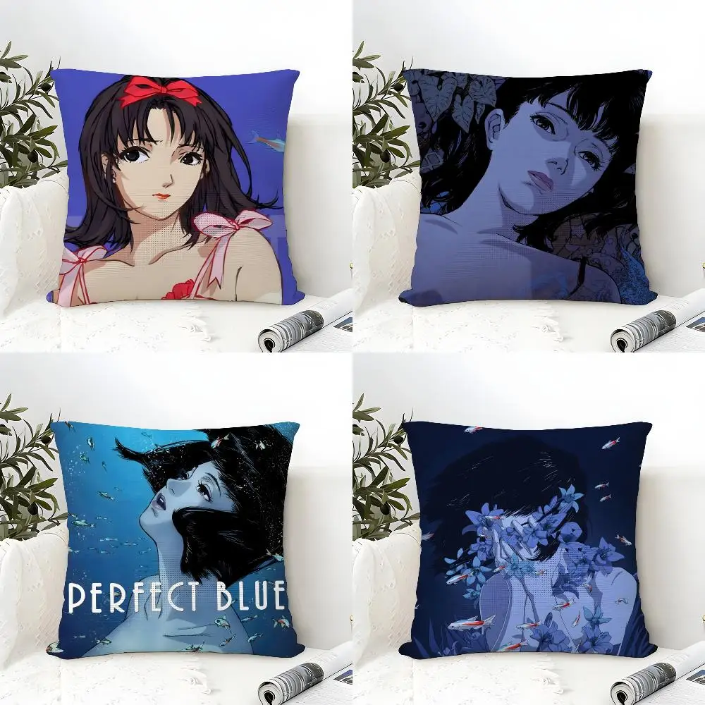 Horror Pretty Anime P-Perfect Blue Cushion Cover Organic Linen Square Pillow Case Durable Non-Allergenic And Kind To Skin