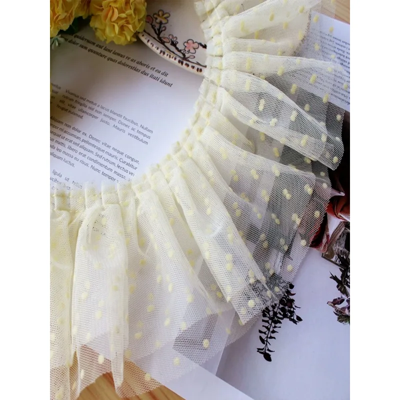 Tulle Frilled Mesh 3D Pleated Fabric, Lace Embroidery, Fringed Ribbon, Ruffle Trim, Dress Collar Applique, DIY Sewing Decor