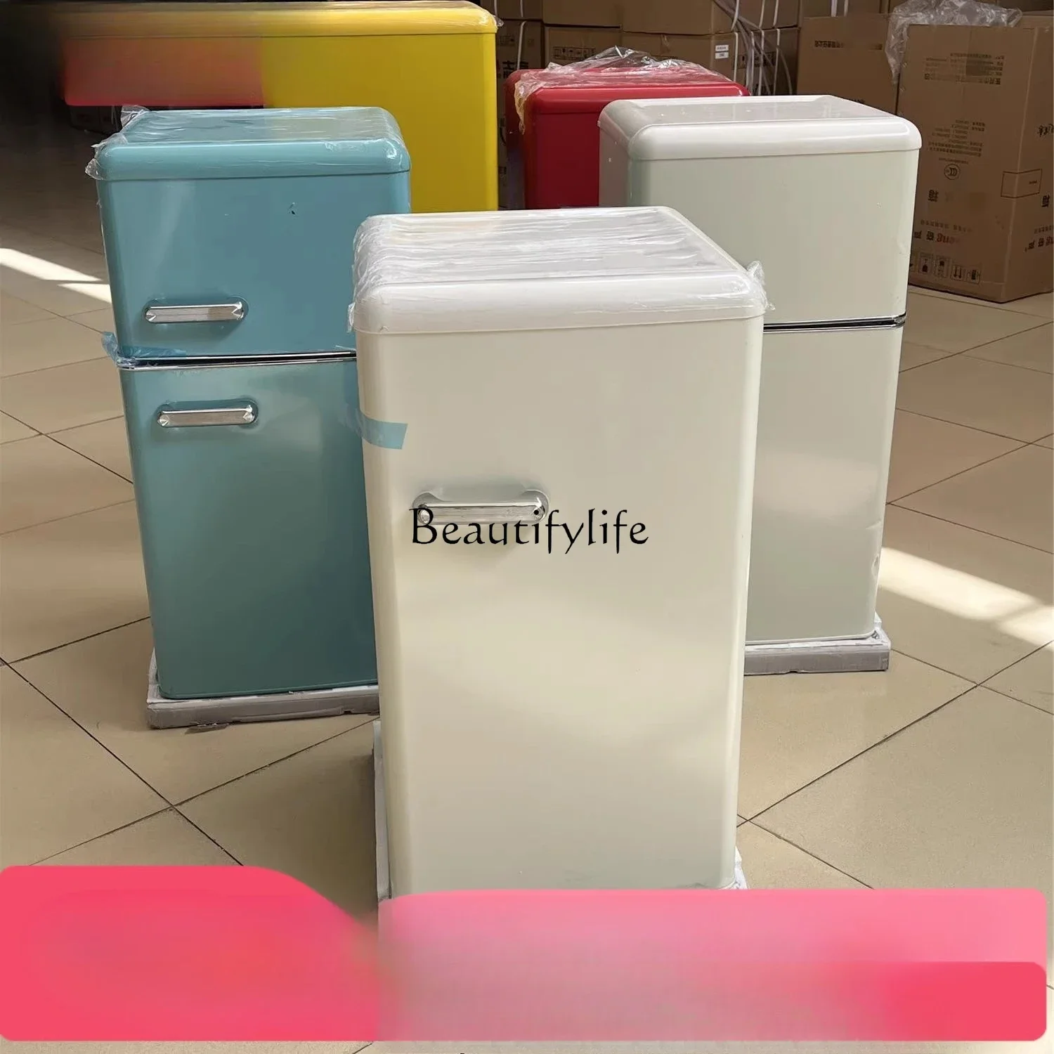 

yj24 Vintage Refrigerator for Home Kitchen Rental High Aesthetic Cooling and Freezing