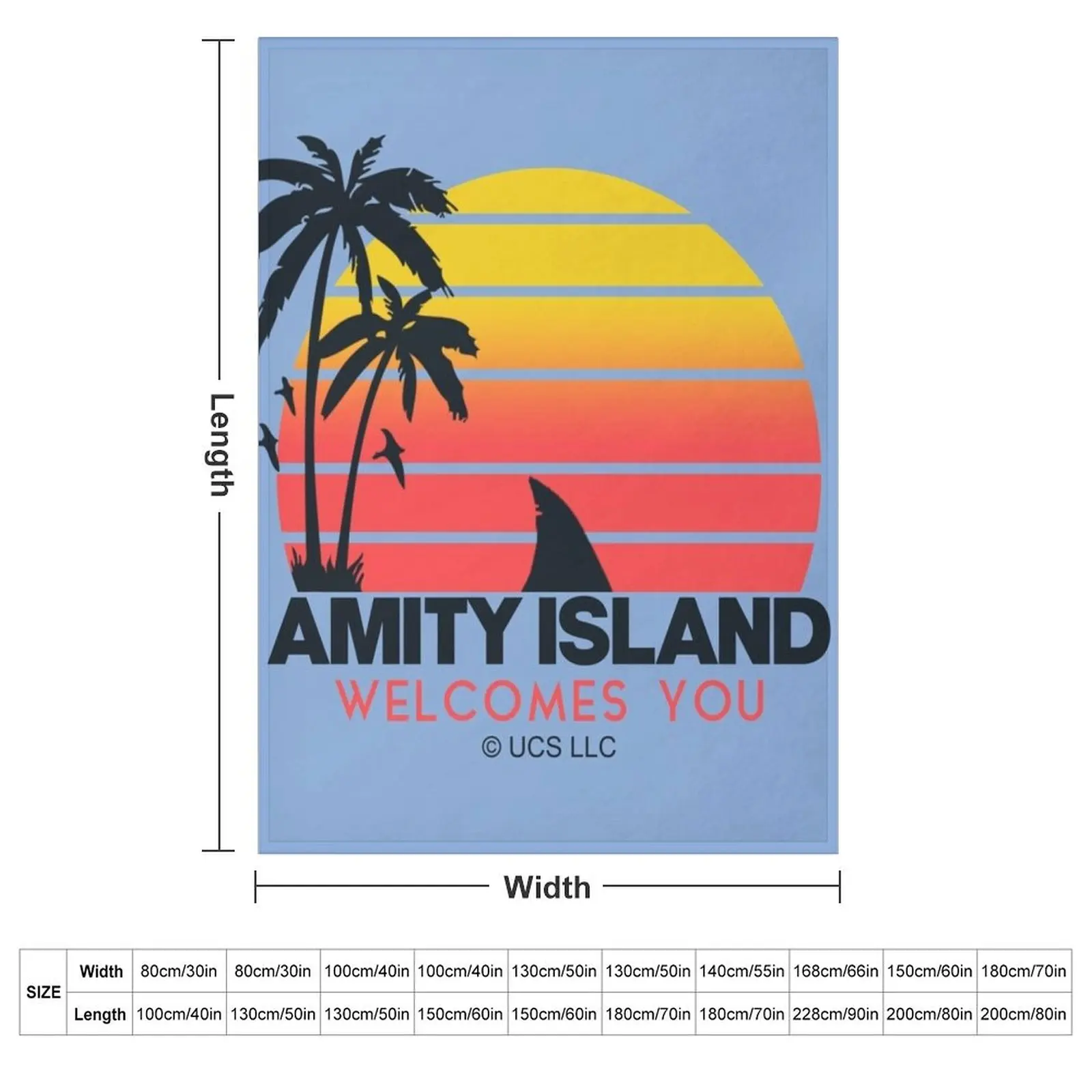 Jaws movie Amity Island welcomes you. Birthday party gifts. Officially licensed merch. Throw Blanket