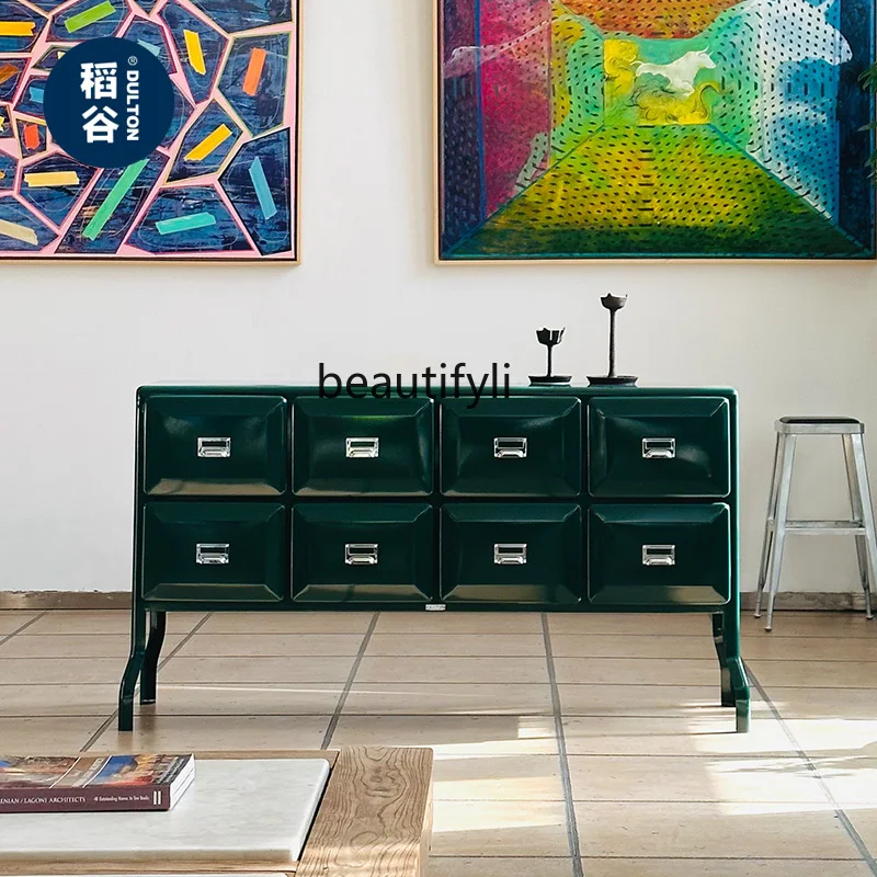 Metal High-Leg Eight-Drawer Cabinet Storage Storage Sideboard Cabinet Living Room Studio Display