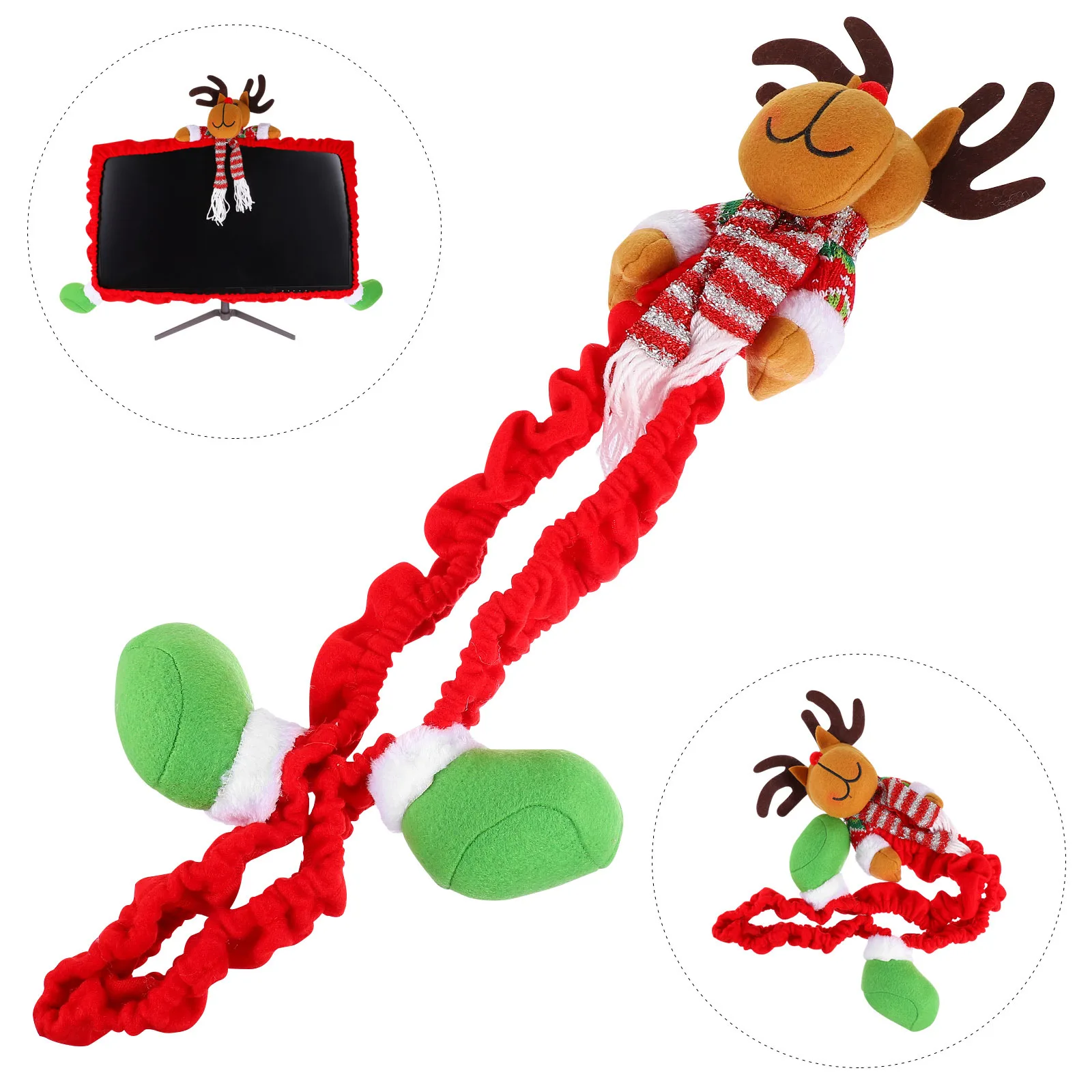 

Creative Christmas Elk Computer Monitor Cover Dust Protector Frame Slipcover For Home Office Decoration Supplies Xmas Display