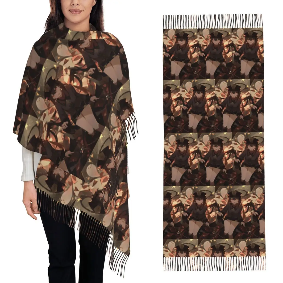 

Fragrance In Thaw Genshin Impact Game Scarf Tassel Scarves for Women Soft Warm Shawls and Wraps Large Fall Winter Shawl Wrap