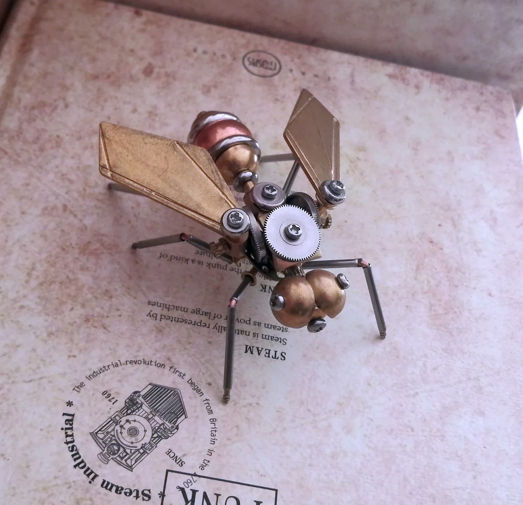 

3D Mechanical Insects Steampunk Fruit Flies All Metal Handmade Ornaments - Finished Product