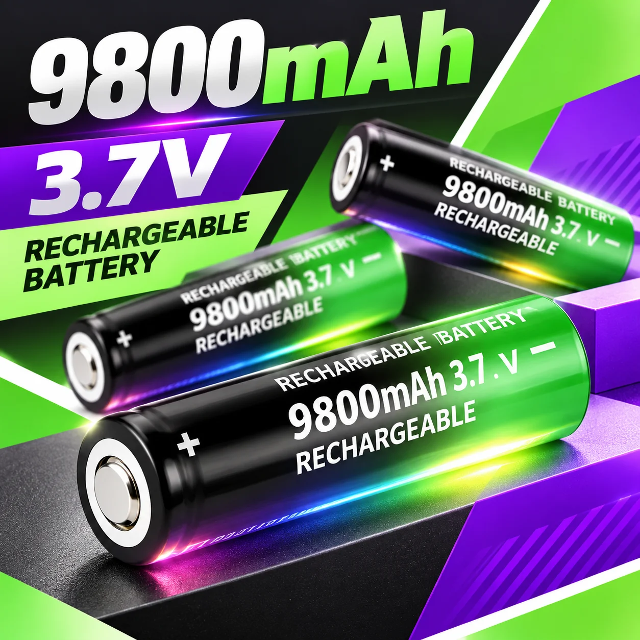 3.7V 9800mAh Rechargeable 18650 Lithium Battery for Flashlights, Torches and Electronic Devices, for Compatible Equipment