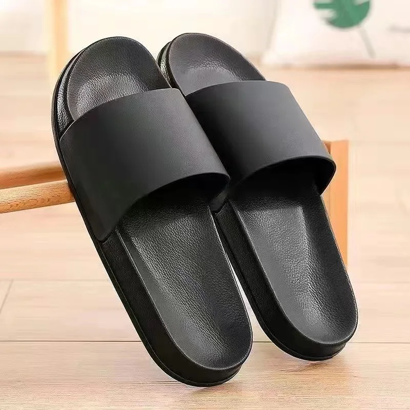 Summer Home Men Slippers Simple Black White Shoes Non-slip Bathroom Slides Flip Flops Indoor Women Platform Slippers