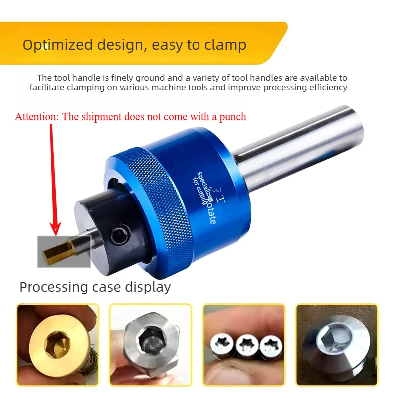 1PC Hexagon Rotary Broach Punch Bit Punching Tool Holder CT08 CT16 British System Rotated Blanking Cutter Alloy Head shank 8.0mm