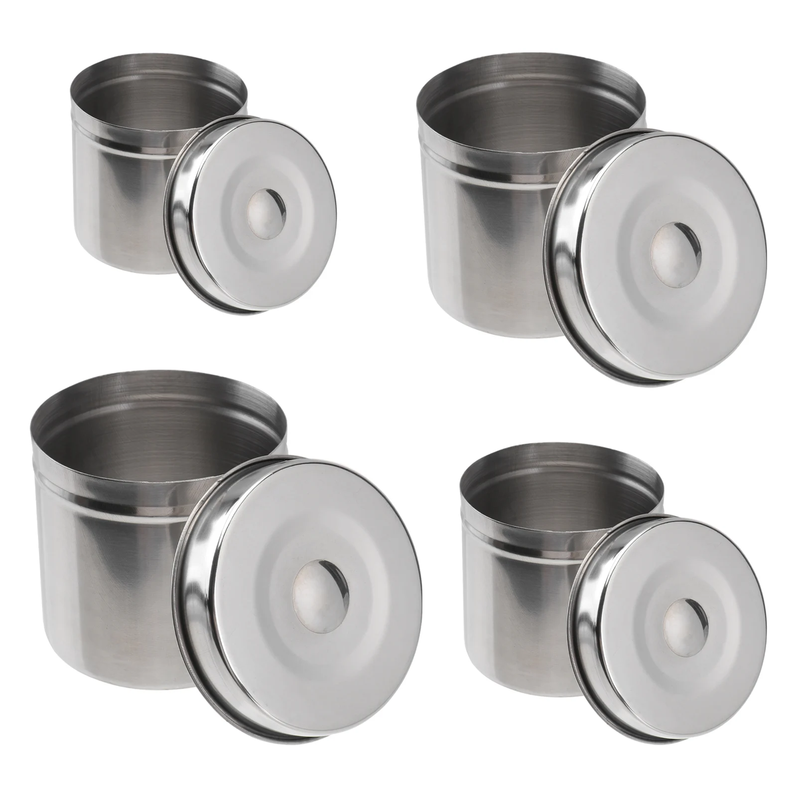 

4 Pcs Disinfection Jars Storage Containers Cotton Ball Holders Tanks Stainless Steel Suitable
