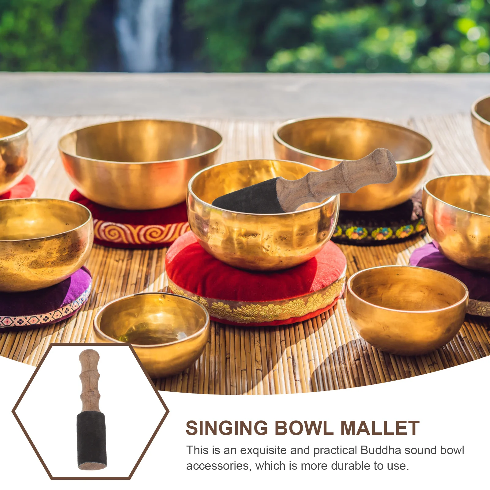 

Wooden Singing Bowl Mallet for Tibetan Buddha Sound Bowl Lightweight Portable Stick Accessory Meditation Yoga Class Use