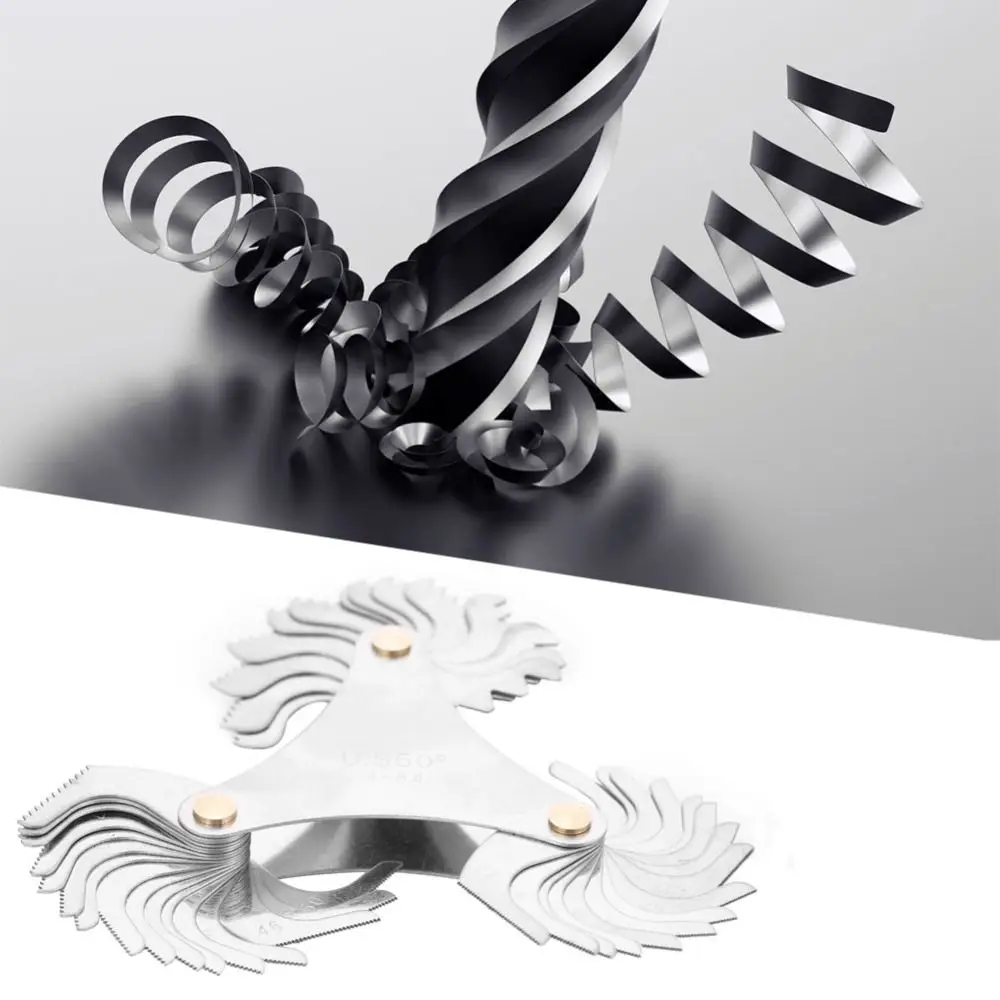 

51Pcs Stainless Steel Thread Pitch Gauge Set 60 Degree Thread Angle 4-84 TPI (Threads Per Inch) Range SAE Thread Gauge
