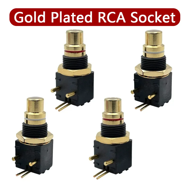 4PCS RCA Connector Brass  DAC Decoder Female Socket PCB Panel Mount Soldering Iron Adapter