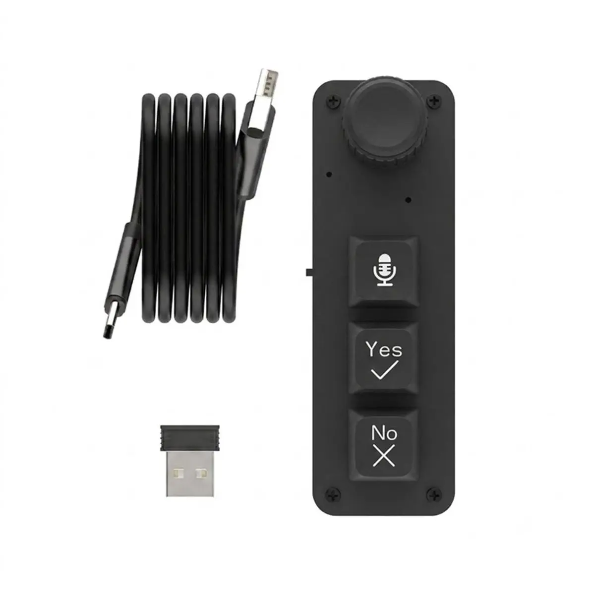 Mini AI Voice Macro Keypad 3 Keys Single Knob Mechanical Keyboard 2.4G+Wired Dual Connection Intelligent Input Keypad A