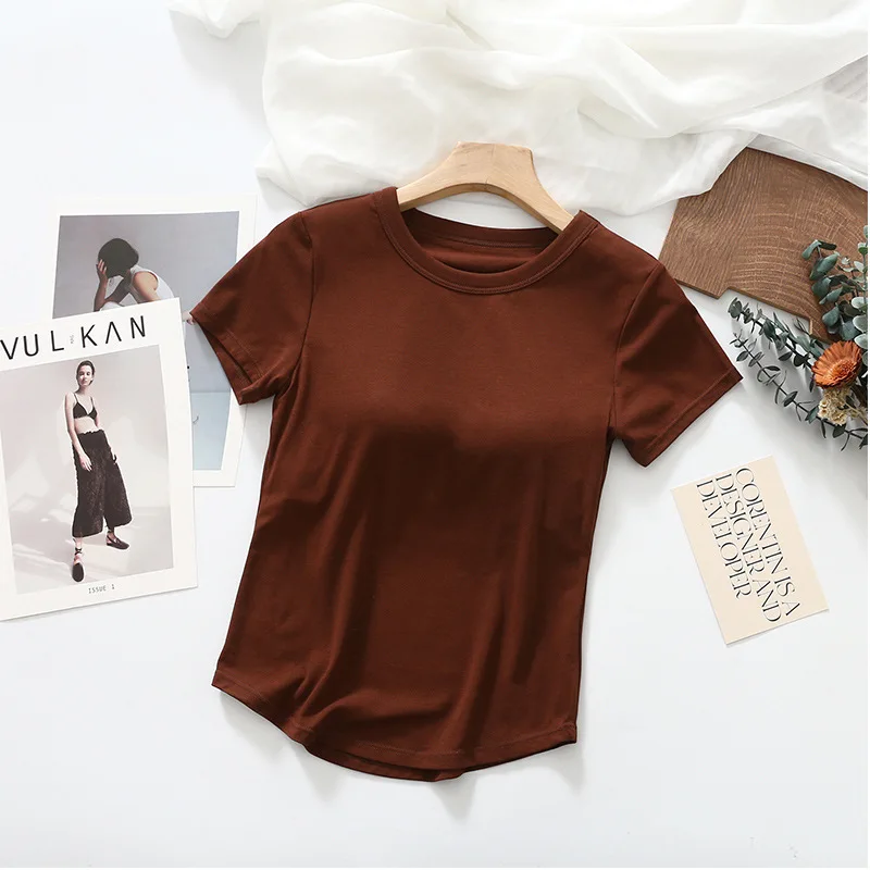 Casual Irregular Sleep Shirt For Women Modal Cotton Short Sleeve Sleepwear T-shirt Summer Bra Pad Lounge Wear One Piece Pajamas