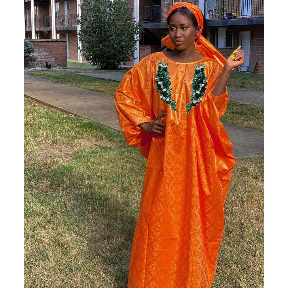 

2024 Newest African Bazin Riche Dresses Big Size Nigerian Noble Party Gown Clothing Purple Guinea Lady Long Dresses Boubou Robe