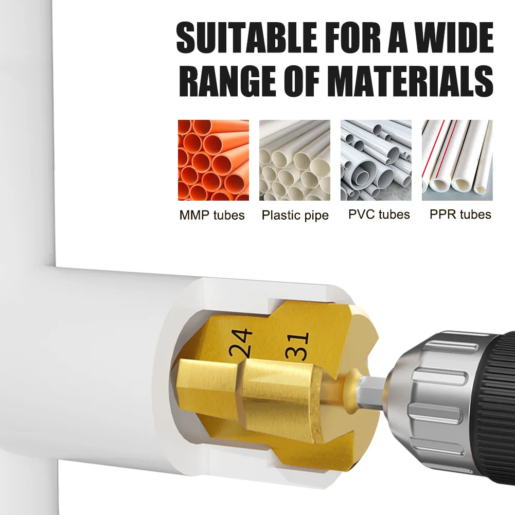 1 Pcs PPR Lifting Stepped Drill Bit Hexagon Shank Water Pipe Connection Tool 20/25/32mm Full Open Process